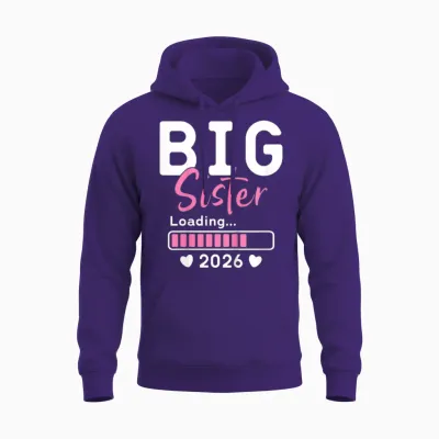 Big Sister Loading 2026, Befördert Zur Big Sister 2026 Unisex Hoodie - Purple