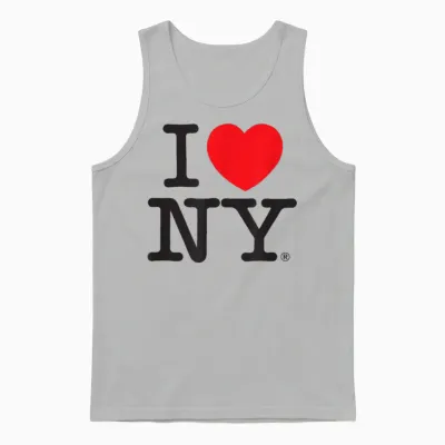 Classic I Love Ny Logo T-Shirt, White, S Unisex Tank Top - Ash