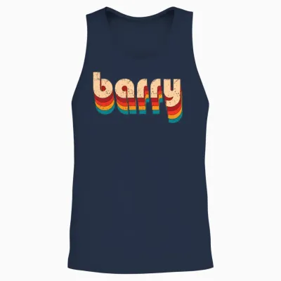 Retro Barry Name Unisex Tank Top - Navy