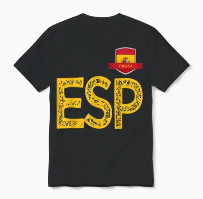 Spain España Human Flag Letter E and S and P Spain España T-Shirt, Red, S Unisex T-Shirt - Black