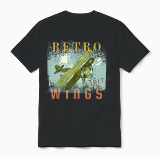 Retro Wings Unisex T-Shirt in Black