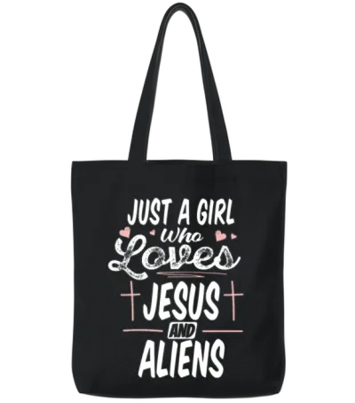 Christian Christianity Humor Alien Jesus Tote Bags - Black
