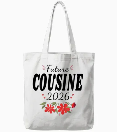 Future Cousine 2026 Pregnancy Announcement Tote Bags - White
