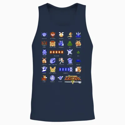Legend of Zelda Character Pixel Art Portrait Grid Unisex Tank Top - Navy
