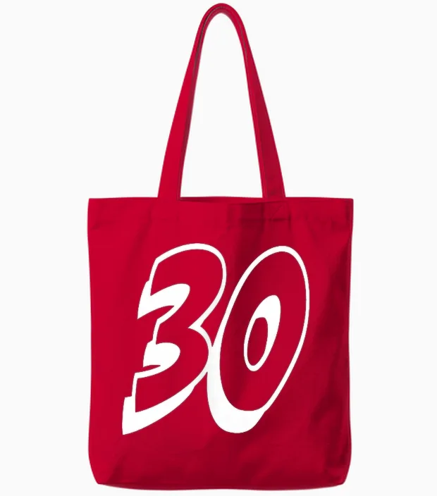 Uniforme D'équipe Sportive Numéro 30 Numéro 30 Tote Bags in Red