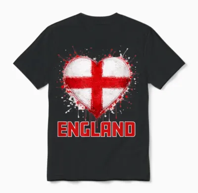 Fußball - England Herz Fan Wm 2026 Unisex T-Shirt - Black