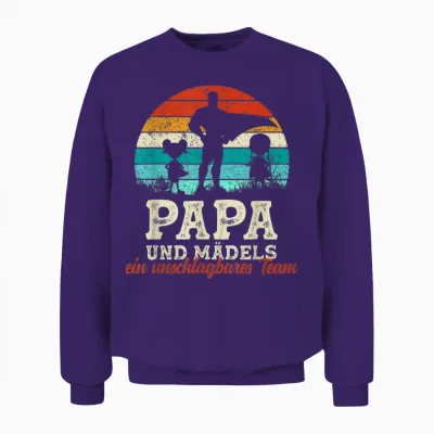 Team Papa Tochter Zwei Kinder Vatertag Bester Super Papa Unisex Sweatshirt - Purple