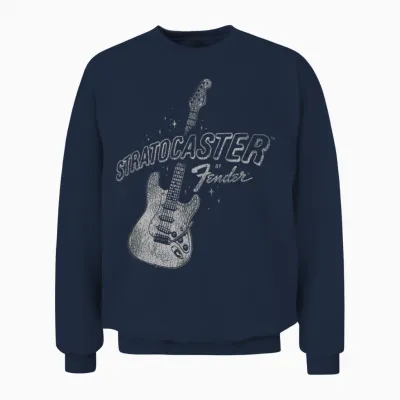 Fender Stratocaster Sparkling Guitar Vintage Unisex Sweatshirt - Navy