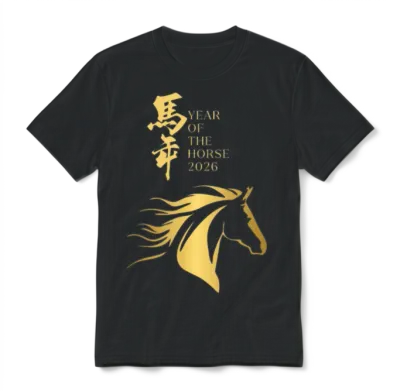 Year of the Horse 2026 Unisex T-Shirt - Black