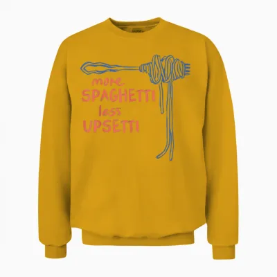 Spaghetti Graphic Funny Food Humour T-Shirt, White Unisex Sweatshirt - Gold