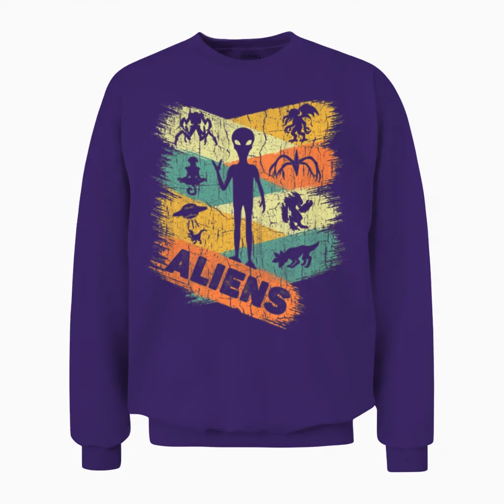 Retro Alien Unisex Sweatshirt - Purple