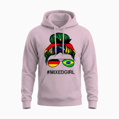 Brasilien Deutschland Flagge Brasilien Deutsch Unordentlicher Dutt Unisex Hoodie - Light Pink