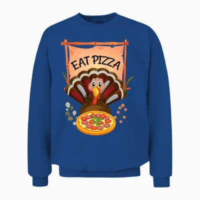 Funny Thanksgiving Eat Pizza Funny Turkey Unisex Sweatshirt - Royal