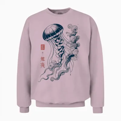 Japanese Aesthetic Asian Vintage Medusa Jellyfish Unisex Sweatshirt - Light Pink