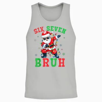 67 Christmas Six Seven Bruh Meme Santa Dabbing Christmas 6 7 Unisex Tank Top - Ash