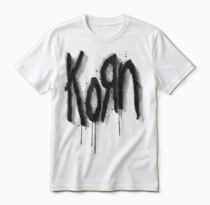 Korn Logo Spray Paint Unisex T-Shirt in White