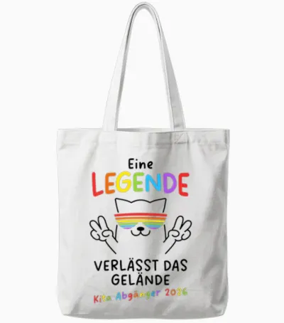 Kinder Kita Abgänger 2026 Kindergarten Abschluss Einschulung Katze Tote Bags - White