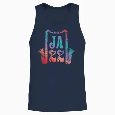 Jazz Retro Saxophone Unisex Tank Top - Navy