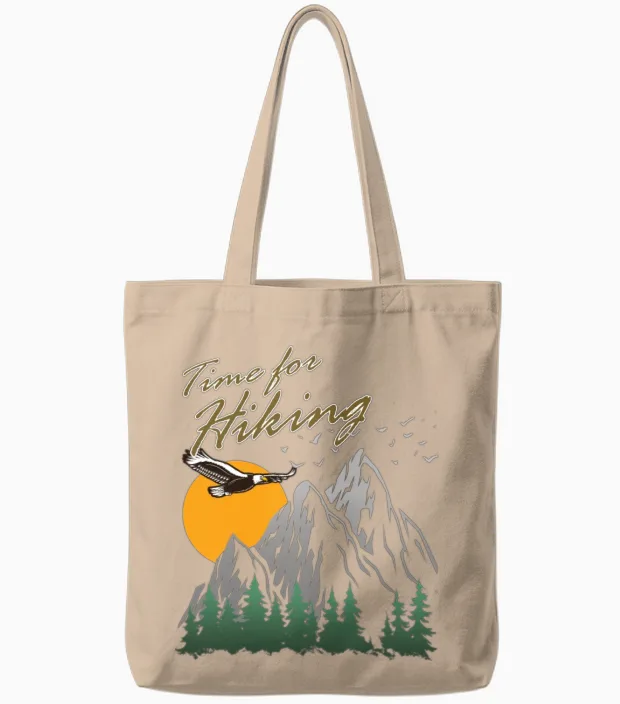 Hiking Hike Time for Hiking Vintage Tote Bags in Natural