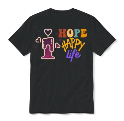 I Hope Happy Life: Life Quotes Unisex T-Shirt - Black