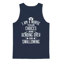 Funny Naughty Nurse Gift Hilarious Nursing with a Kinky Touch Unisex Tank Top - Navy – 1