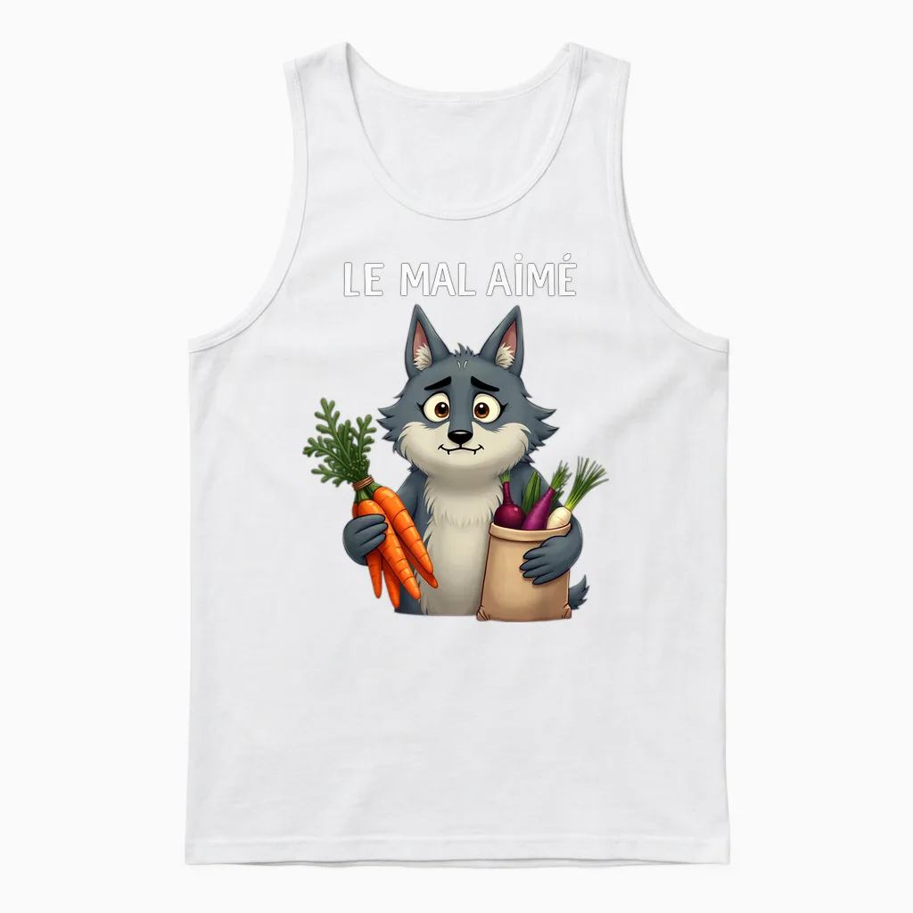 Le Mal Aimé Un Wolf Who Eats Vegetables to Have Friends Unisex Tank Top in White
