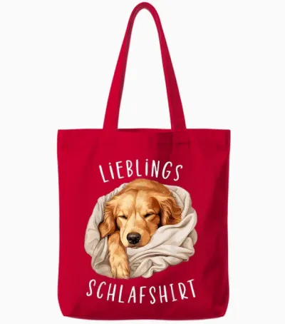 Dog Official Favourite Sleep Shirt Golden Retriever Tote Bags - Red