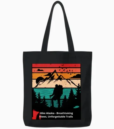 Hike Alaska Tote Bags - Black