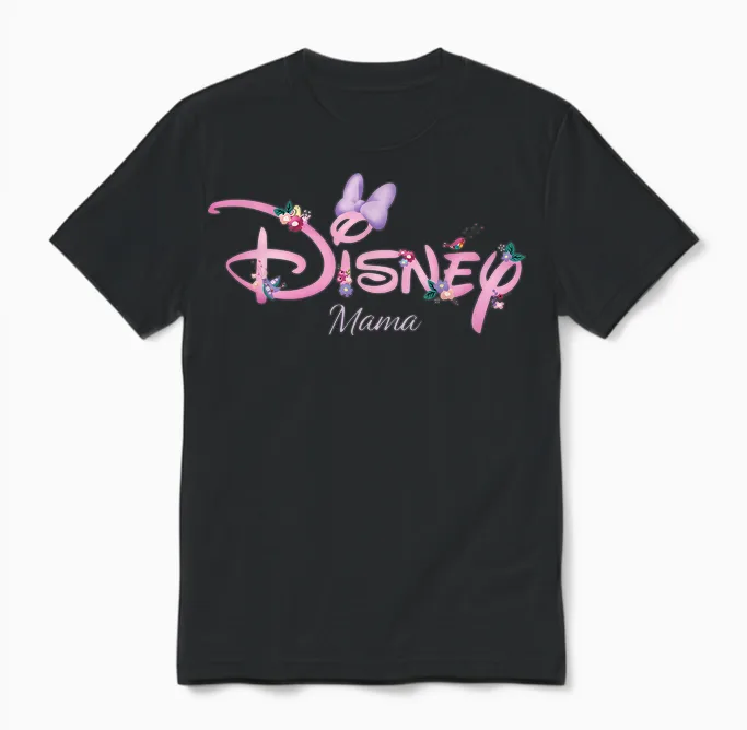Disney Mama Minnie Mouse Logo Family Trip Mother's Day Gift T-Shirt, Black Unisex T-Shirt in Black