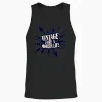 Vintage Vibe for a Modern Llife Unisex Tank Top in Black - 2