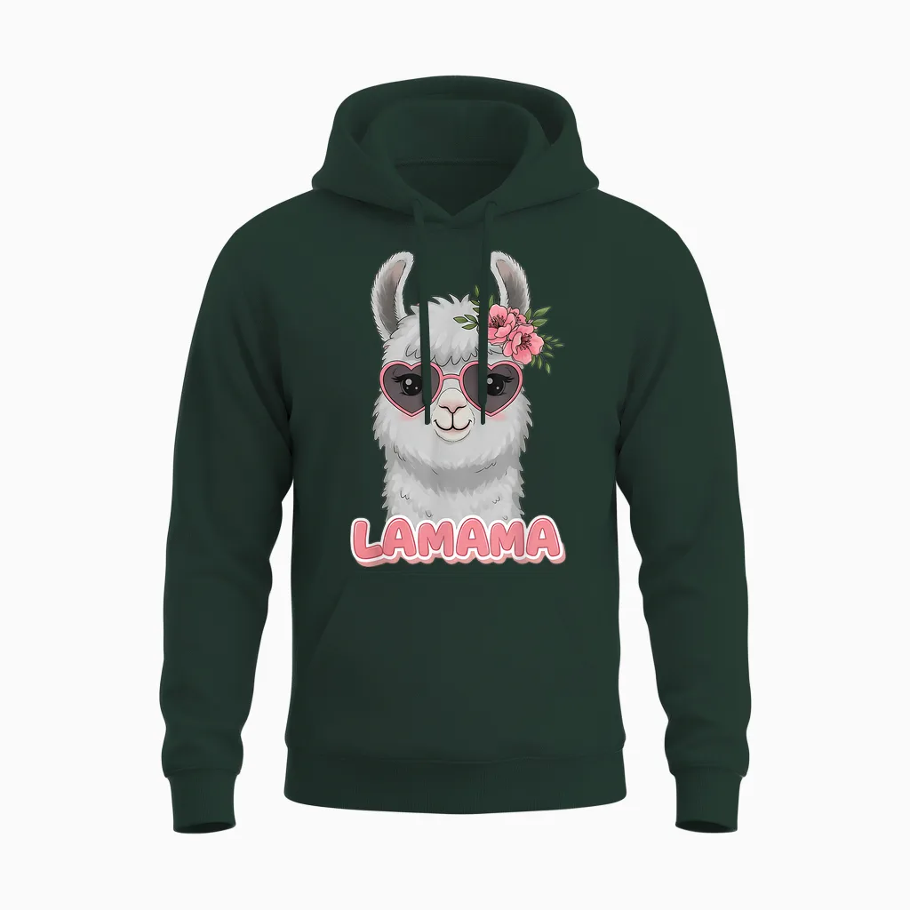 Niedliches Lama-Mama-Geschenk, Lustiges Muttertags-Lamama-Blumenmotiv Unisex Hoodie in Forest