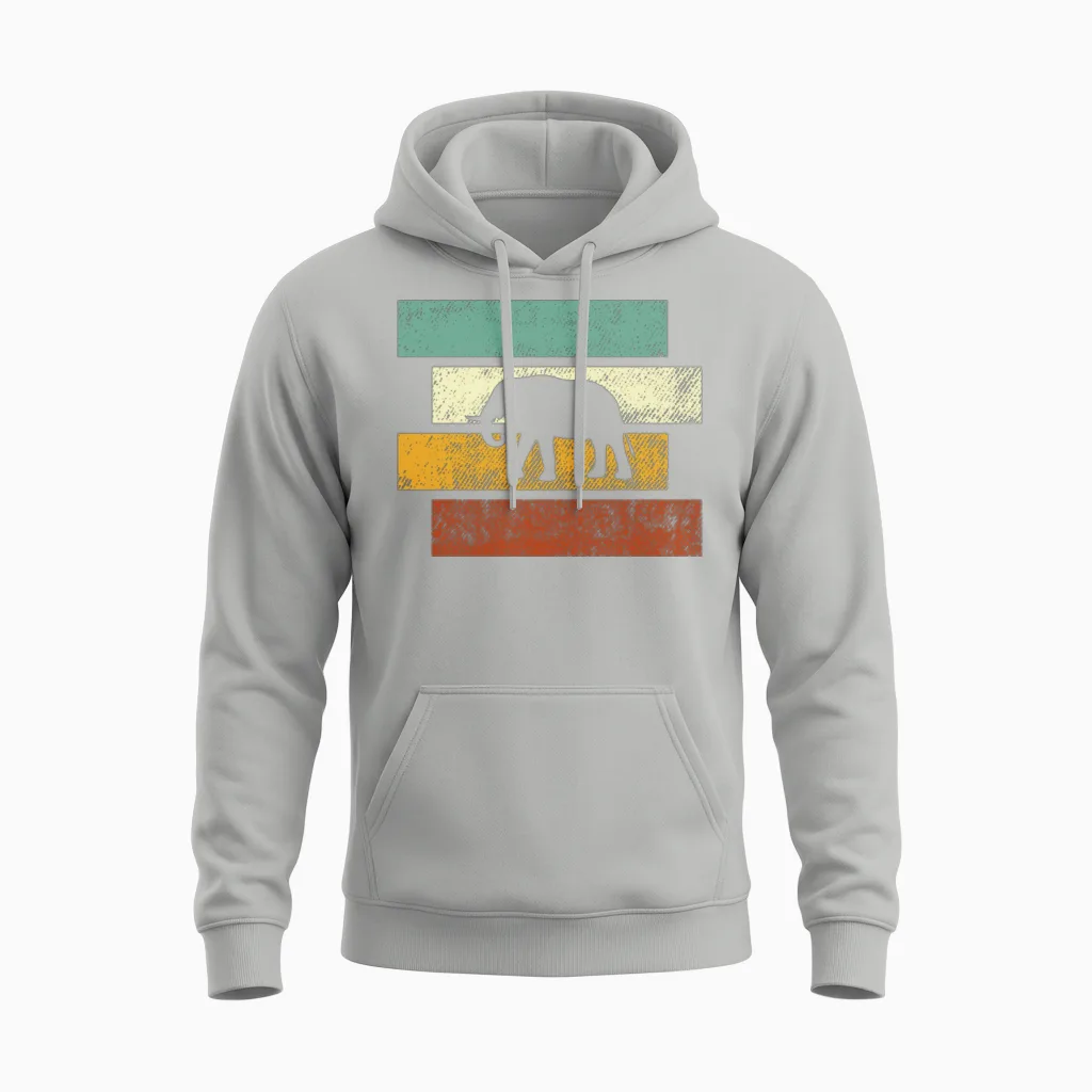 Elephant Retro Unisex Hoodie in Ash