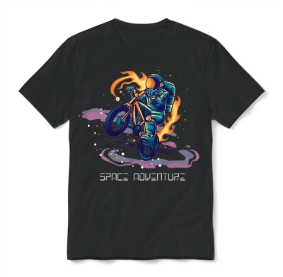Astronaut Adventure Bike Cool Design Unisex T-Shirt - Black