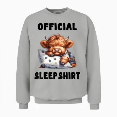 Highland Cow - Official Sleepshirt Pajamas Nightgown Unisex Sweatshirt - Ash
