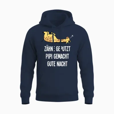 Teeth Geputzt Gute Nacht Giraffe Nightdress Sleepshirt T-Shirt, Black Unisex Hoodie - Navy