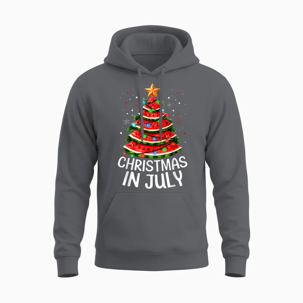 Watermelon Xmas Tree Summer Men Women Unisex Hoodie in Charcoal