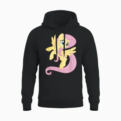 My Little Pony: Friendship Is Magic Big Fluttershy Portrait T-Shirt, Blue Unisex Hoodie - Black