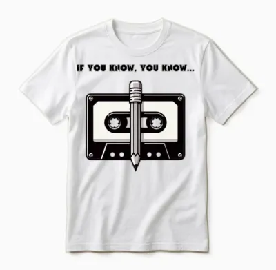 Retro Cassette Tape and Pencil Unisex T-Shirt - White