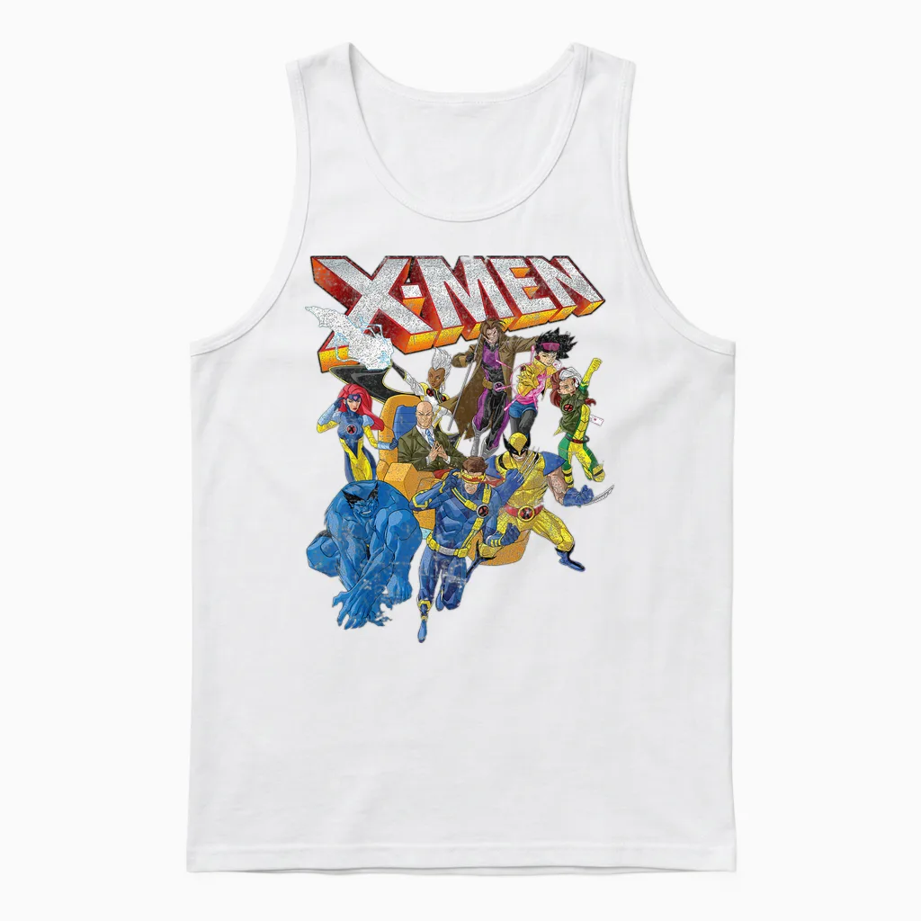 Marvel X-Men Vintage Group Shot Logo Unisex Tank Top in White