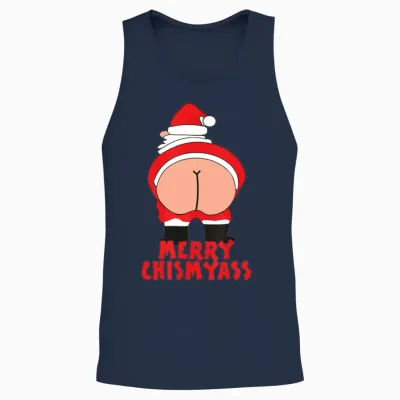 Merry Chismyass Funny Santa Christmas Unisex Tank Top - Navy