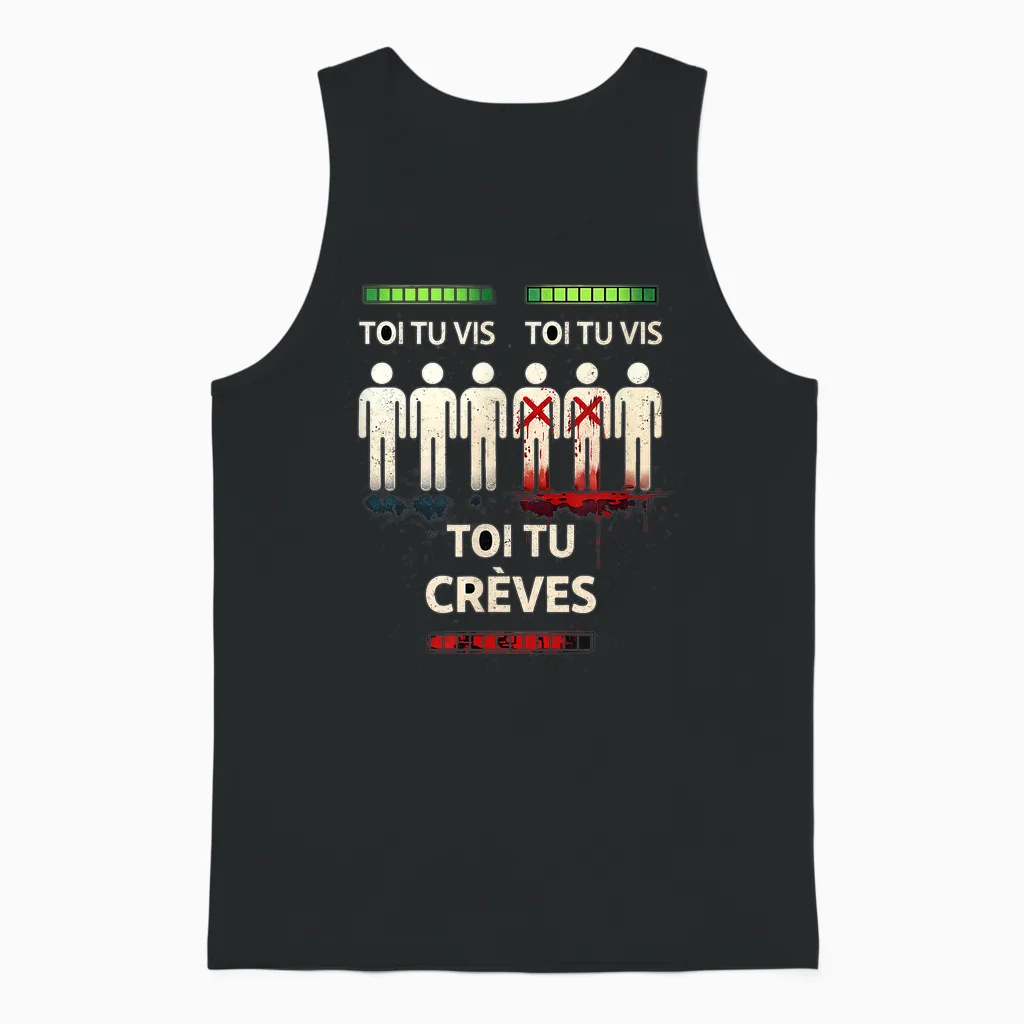 Dewey Toi Tu Vis Toi Tu Vis Toi Tu Creve Malcolm Unisex Tank Top in Black