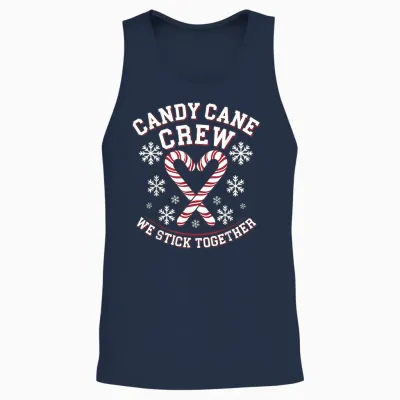 Candy Cane Crew We Stick Together Christmas Costume Xmas Unisex Tank Top - Navy