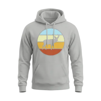 Deer Retro Unisex Hoodie - Ash