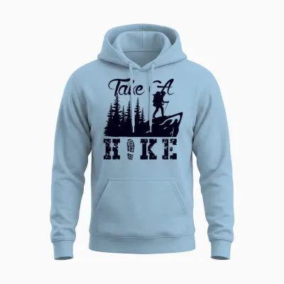 A Round Hiking, Visit the Mountain, Hiking Unisex Hoodie - Light Blue