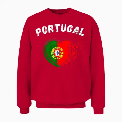 Portugal Flag Heart Outdoor Travel Portuguese to Portugal Unisex Sweatshirt - Red