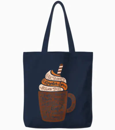 Fall Coffee - Fall Coffee Sign Cute Autumn Tote Bags - Navy
