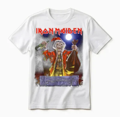 Iron Maiden - No Prayer Santa Eddie Christmas Unisex T-Shirt - White