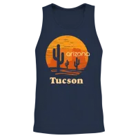 Tucson Arizona Retro Cactus Unisex Tank Top - Navy – 2