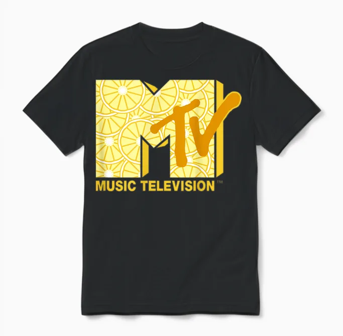 The Official Mtv Logo with Summer Fresh Lemons Unisex T-Shirt in Black