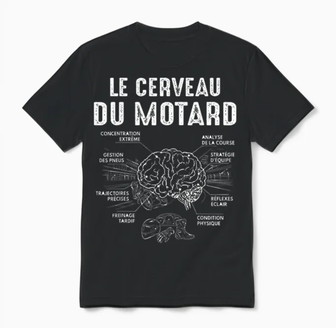 Moto Courses Le Cerveau Du Motard Motos Garçon Homme Drôle Unisex T-Shirt in Black